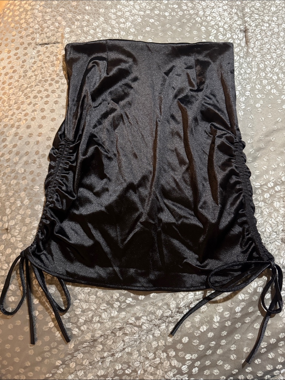 Windsor Black Satin Drawstring Side Slip Skirt